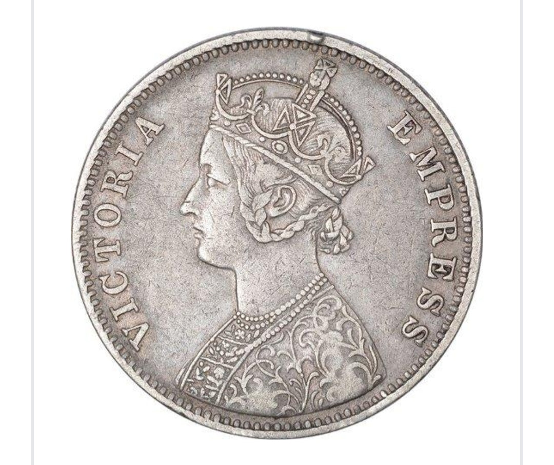 1897 Queen Victoria One Rupee Silver Coin – Rare British India Collectible