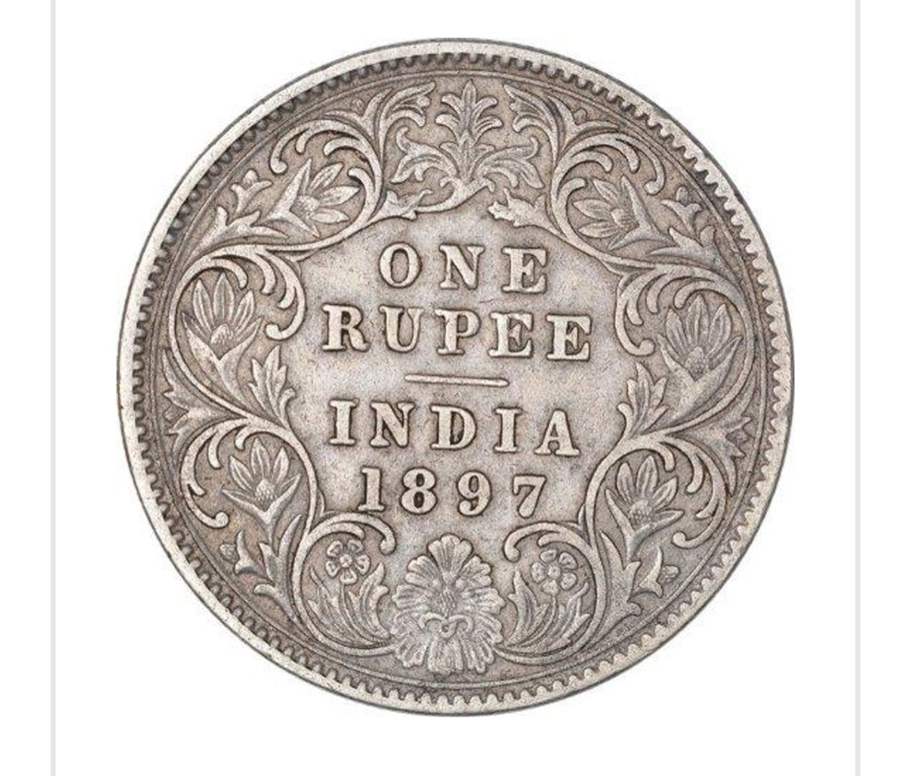 1897 Queen Victoria One Rupee Silver Coin – Rare British India Collectible