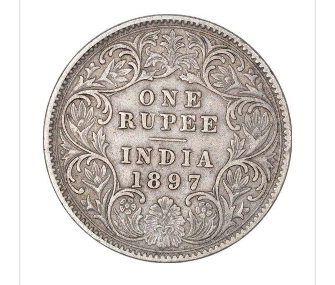 1897 Queen Victoria One Rupee Silver Coin – Rare British India Collectible