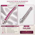 Elegant Ruby & Diamond Studded Silver Bracelet | Premium Luxury Design