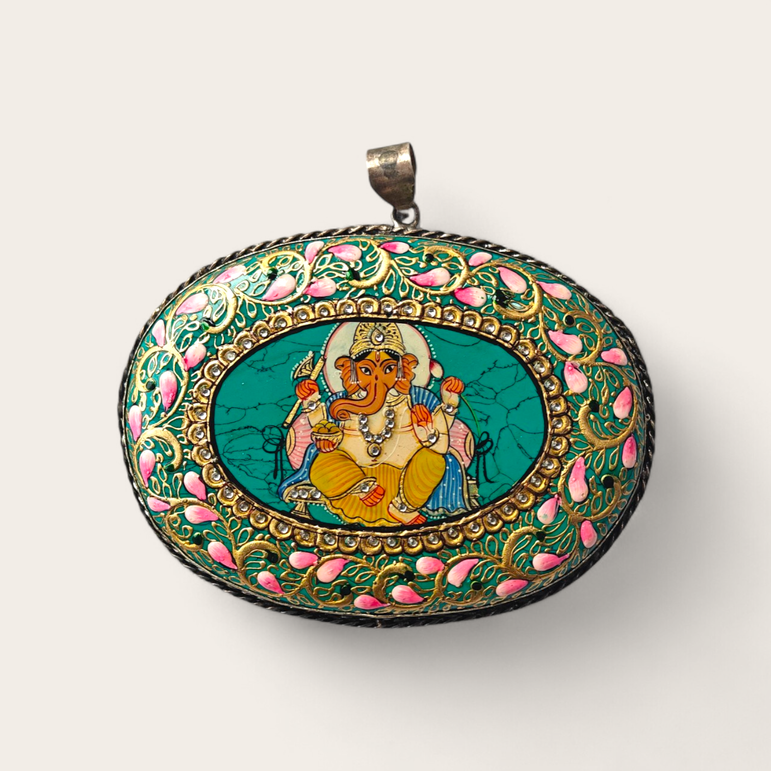 Firoza Ganesh Ji Pendant – Handcrafted Turquoise Stone Spiritual Jewelry
